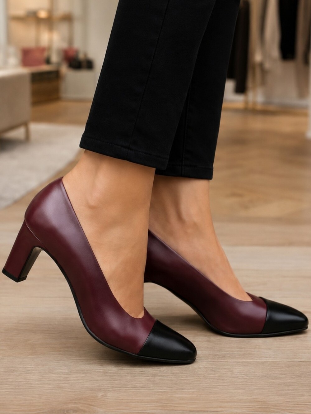 Etienne Aigner Strada 90s Minimalist Oxblood Sqaure Toe Pumps 7M